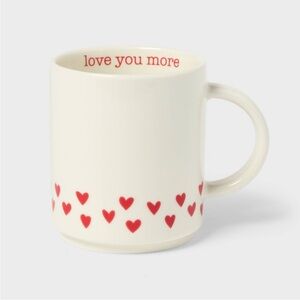 14oz Stoneware Love You More Hearts Stacking Mug White - Spritz